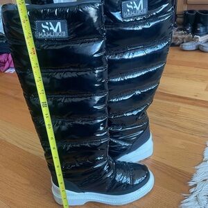 Edelman Black Shiny Knee-High Boots